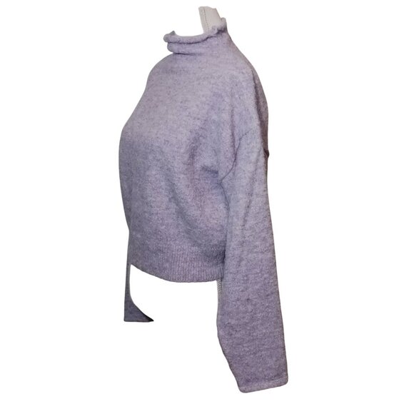 Line & Dot Lila Roll Mock Neck Cropped Sweater in Orchid/Purple Size S - Picture 5 of 14